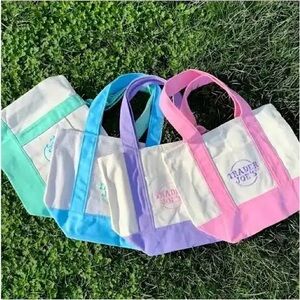 Trader Joe’s mini tote canvas pastel bags